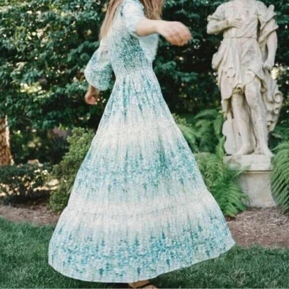 Christy Dawn The Basil Tiered Floral Maxi Dress Morning Gladiola Small Petite - Picture 2 of 9